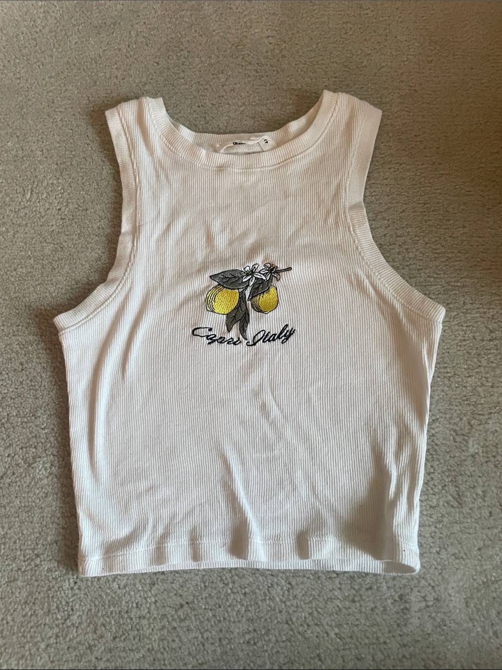 White ribbed Capri, Italy tank top